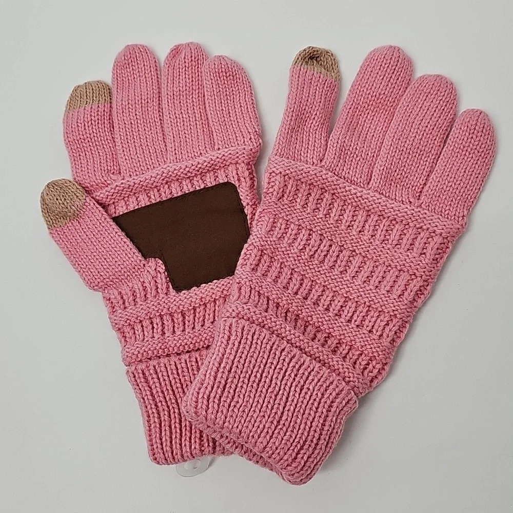 Soft Pink Knit Feminine Winter Outerwear Gloves‎ Coquette Girl Feminine Warm